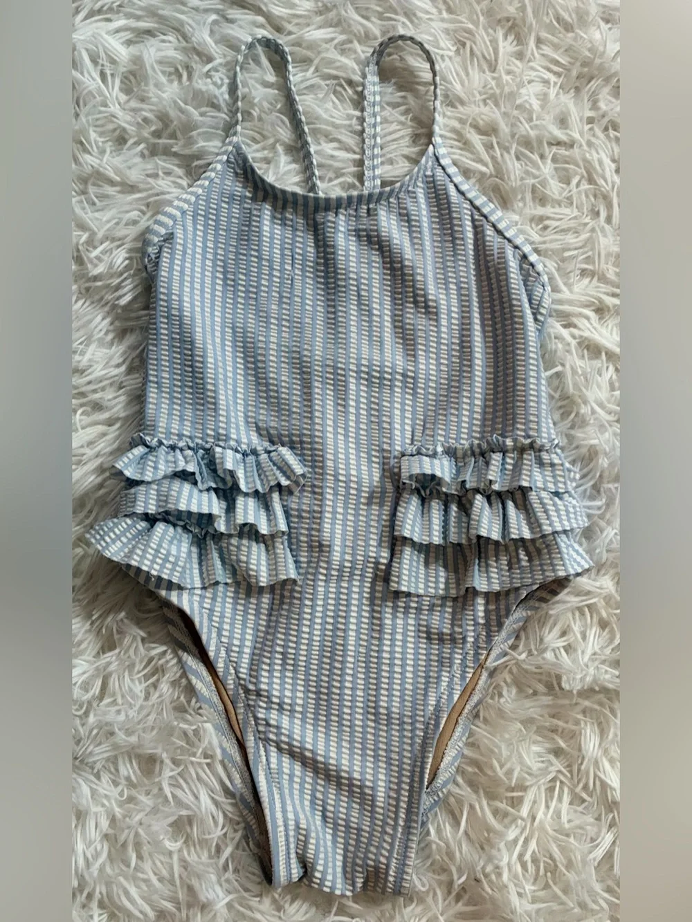 Old Navy Seersucker Ruffle Stripe Nautical Swimsuit One Piece Toddler Girls 5T